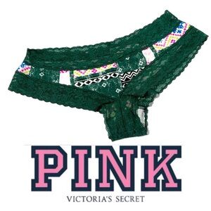 Victoria's Secret‎ PINK Green Lace Panties P131 XS with Pattern Underwear